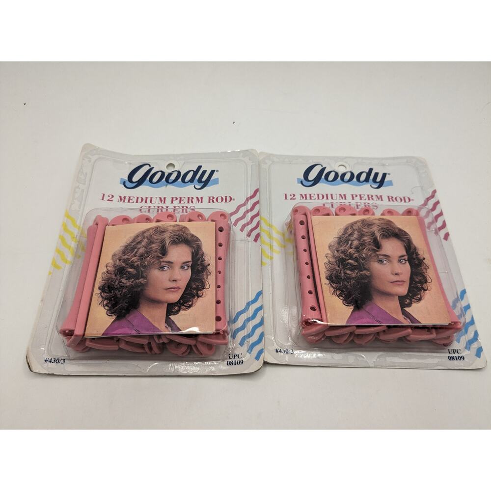 Vintage Goody Perm Rod Curlers Pink 12 Count Large Sealed Set Of 2 - Total 24